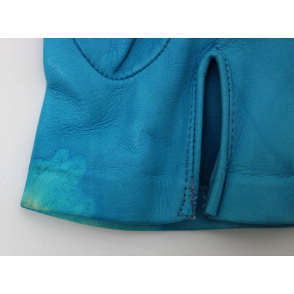 Vintage Women's Teal Turquoise Leather Gloves Size 7 Made in Italy - Picture 3 of 7
